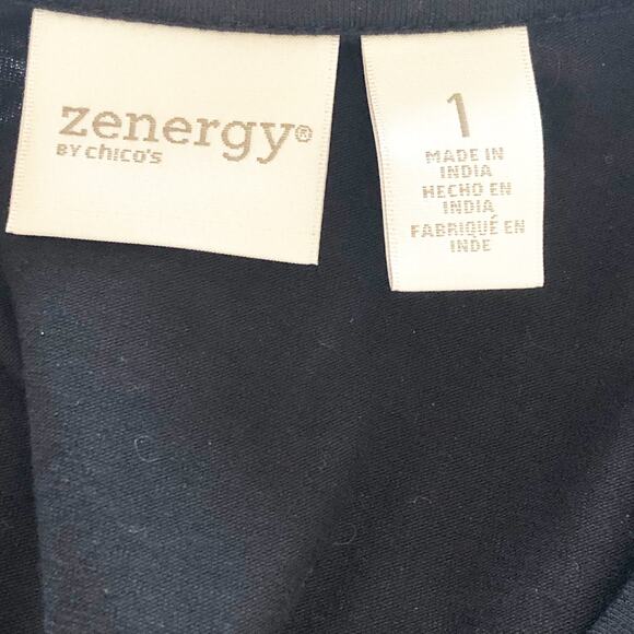 Chico's Zenergy Medium 1 Embroidered Beaded black Top V Neck - Picture 6 of 6